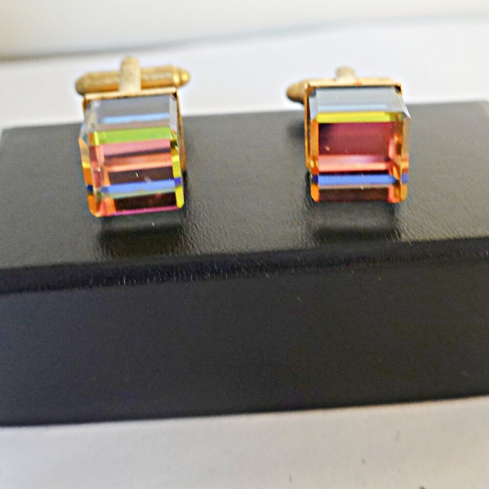 Vintage  Prism Rock Crystals Cufflinks- Eames Era